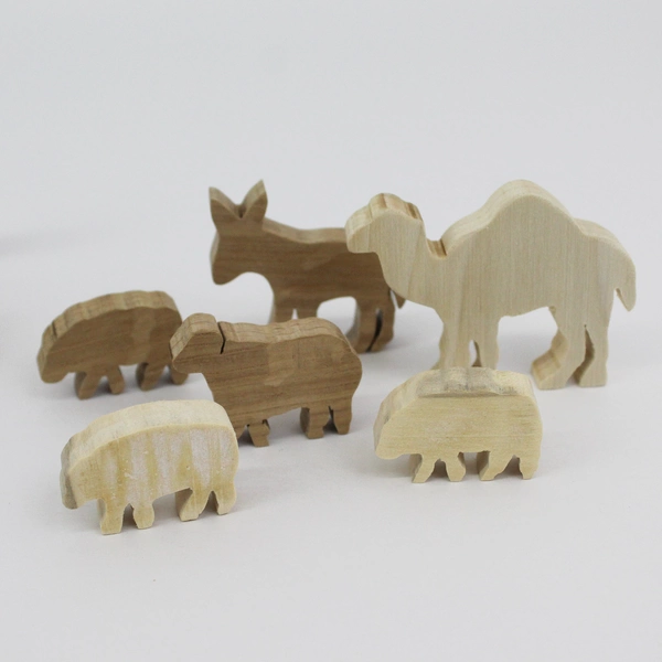 17-Piece Handmade Wood Nativity Set