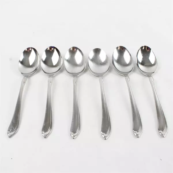 Set of 6 Oneida Shasta Stainless Oval Soup Spoons 6.75"