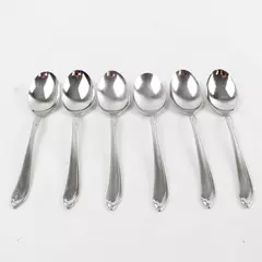 Set of 6 Oneida Shasta Stainless Oval Soup Spoons 6.75"