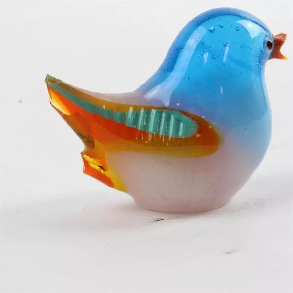 Murano Style Hand-Blown Multicolor Glass Bird Decorative Collectible