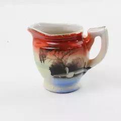 Noritake Japan Hand Painted Tree Meadow Creamer Pitcher Small 2" Vintage