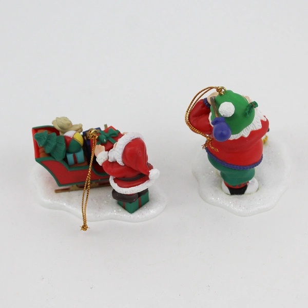 1996 Westmar Ind Santa With Sleigh And Santa Playing Golf Christmas Ornaments