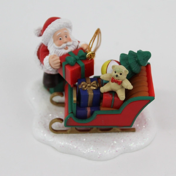 1996 Westmar Ind Santa With Sleigh And Santa Playing Golf Christmas Ornaments