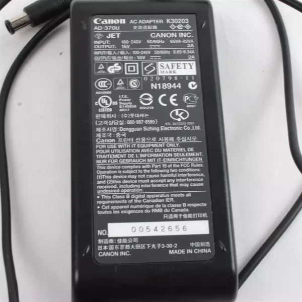 CANON AC Adapter K30203 AD370U 16V