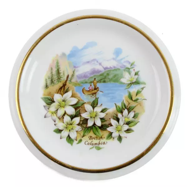 Heritage Regency English Bone China British Columbia Souvenir Plate Fishing