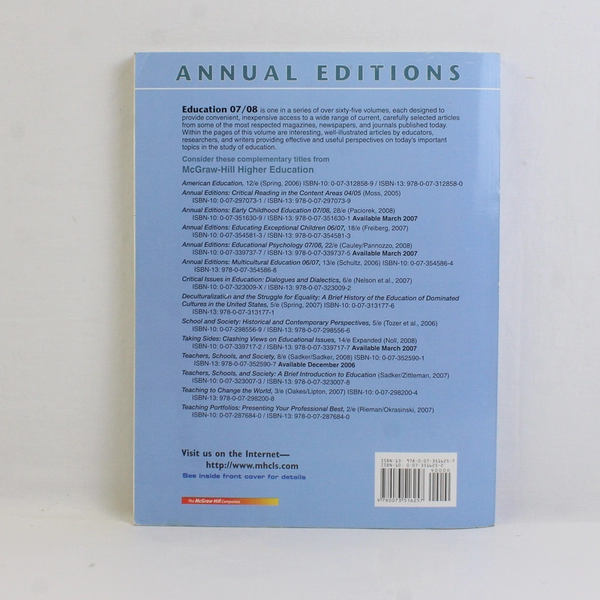 Annual Editions Education 2007/2008 34th Edition 2007 Paperback 