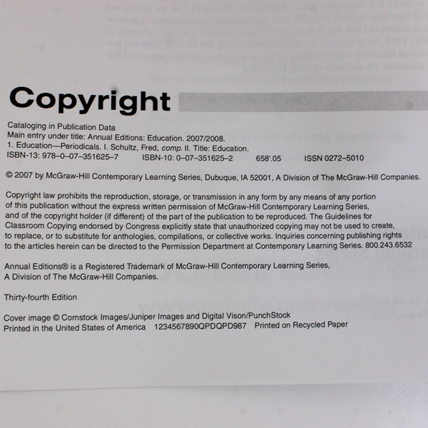 Annual Editions Education 2007/2008 34th Edition 2007 Paperback 