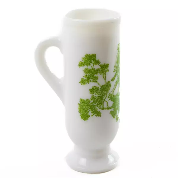 Avon Milk Glass Demitasse Cups Green Toile Victorian Couple 5"