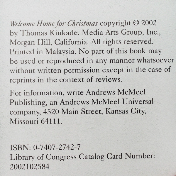 Thomas Kinkade Welcome Home for Christmas Miniature Hardcover Book