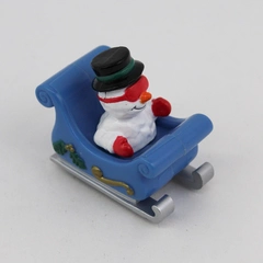 Snowman In A Blue Sleigh Pull Back Figure