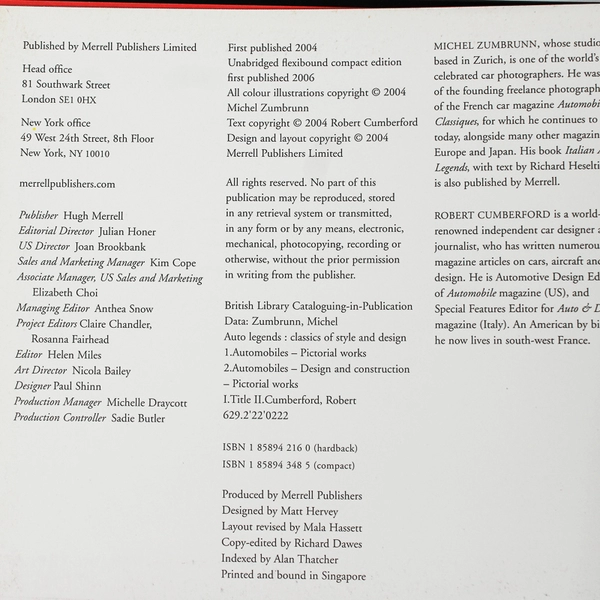 Auto Legends Classics of Style and Design by Robert Cumberford 2006 Paperback