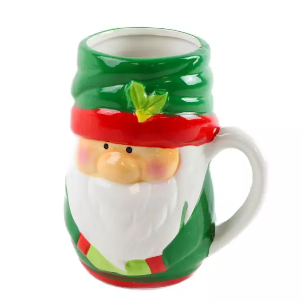 Bay Island 22oz Ceramic 3D Raised Jolly Santa Face Mug Christmas