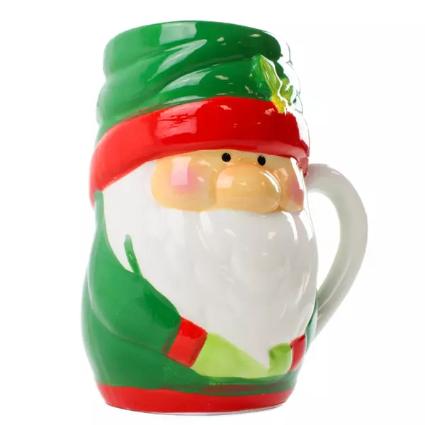 Bay Island 22oz Ceramic 3D Raised Jolly Santa Face Mug Christmas