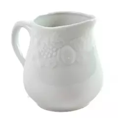 Vintage Gibson Stoneware Embossed Creamer Pitcher White Floral 3.5in