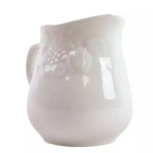 Vintage Gibson Stoneware Embossed Creamer Pitcher White Floral 3.5in