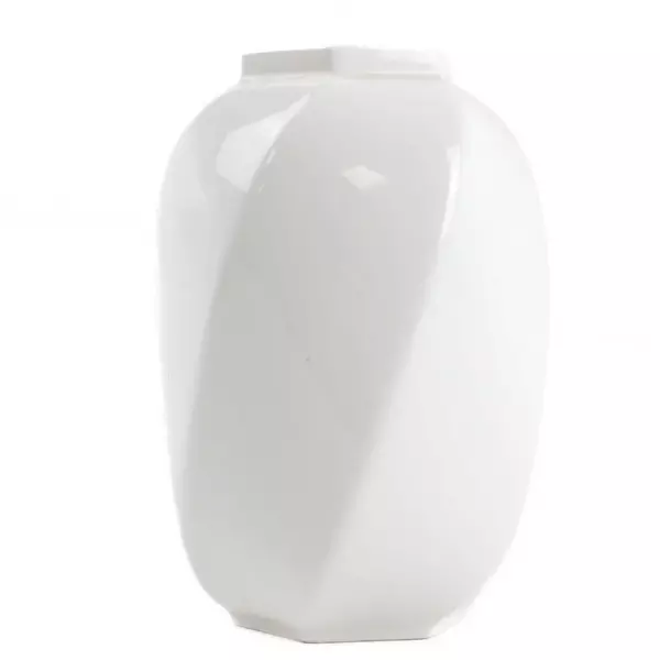 VTG Mikasa Bone China Y1500 Hexagonal Swirl Vase White Thailand 4.75"