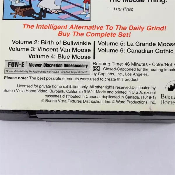 Rocky & Bullwinkle Vol. 1 VHS Mona Moose Classic Cartoon Tape