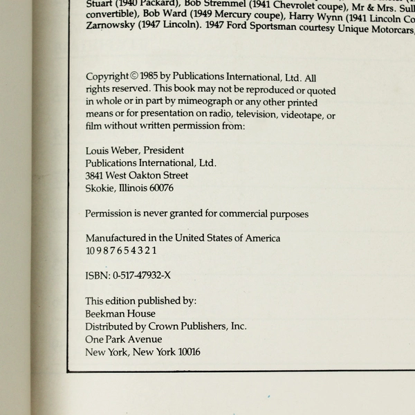 Great Cars Of The Forties The Auto Editors of Consumer Guide 1985 Hardcover DJ