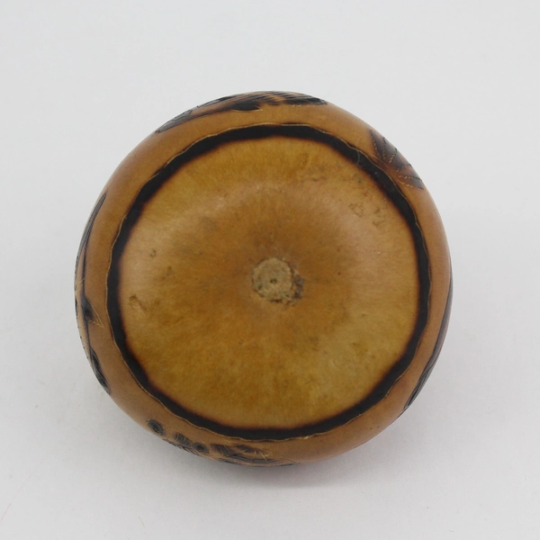 Hawaii Fish Pattern Hand Carved Natural Gourd Ornament 3" Diameter