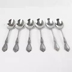 Set of 6 Oneida St. Ives Stainless Oval Soup Spoons 7" 