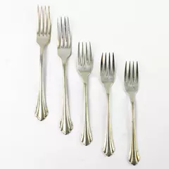 Lot of 5 Oneida Bancroft Stainless Forks 2 Dinner 3 Salad 7.75in Used