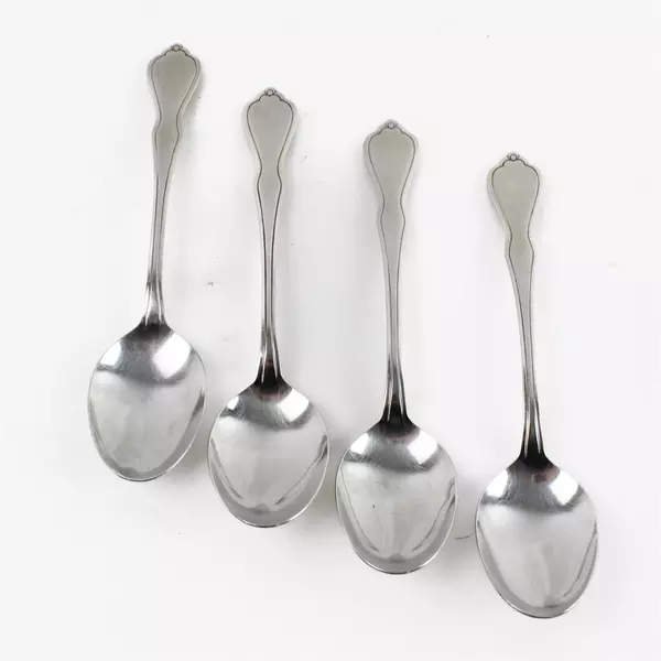 Set of 4 Oneida Trinity Stainless Oval Soup Spoons 6-7/8" 