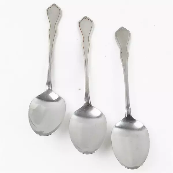 Set of 3 Oneida Trinity Stainless Steel Solid Serving Spoons 8.5" Used