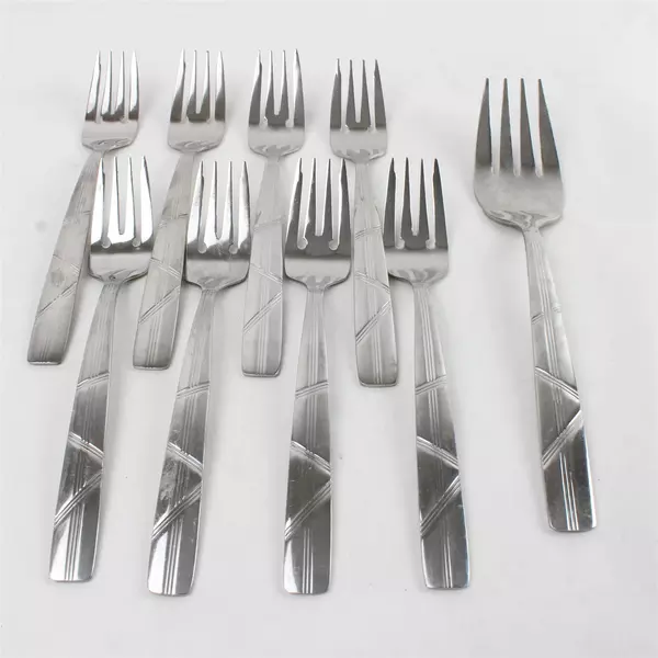 Lot of 9 Cuisinart Stainless Dinner & Serving Forks 8.5" 