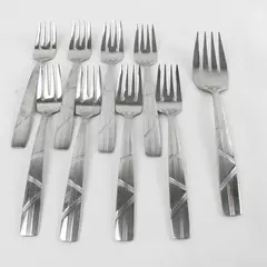 Lot of 9 Cuisinart Stainless Dinner & Serving Forks 8.5" 