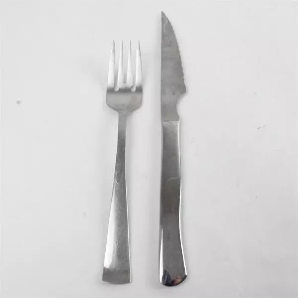 Lot of 2 Cuisinart Stainless Salad Fork & Serrated Steak Knife 