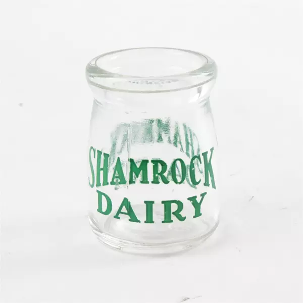Vintage Glass Diner Creamer Bottle Shamrock Dairy