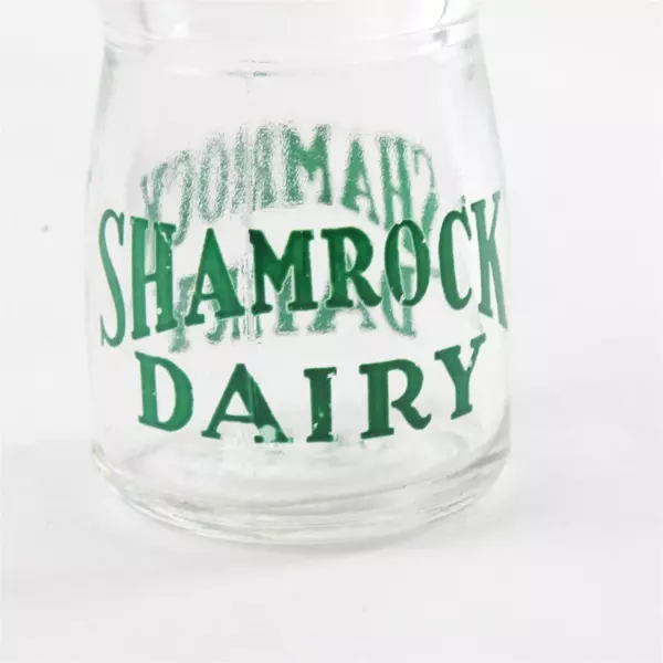 Vintage Glass Diner Creamer Bottle Shamrock Dairy