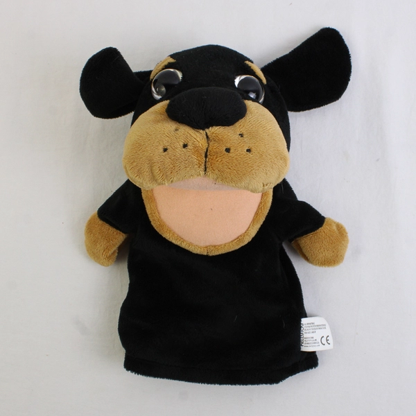 Kellytoy Plush Hand Puppet Black and Brown Dog 9” 2016