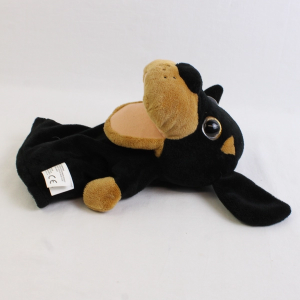 Kellytoy Plush Hand Puppet Black and Brown Dog 9” 2016