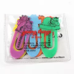 Vintage Garfield Set of 6 Mini Paper Clips Set w/ Pouch Dakin Colorful