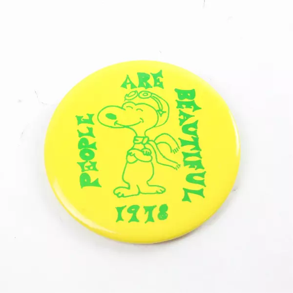 Vintage 1978 Snoopy Red Baron Pinback Button 'People Are Beautiful' 2.5in