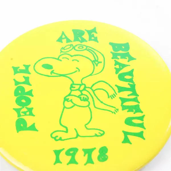 Vintage 1978 Snoopy Red Baron Pinback Button 'People Are Beautiful' 2.5in