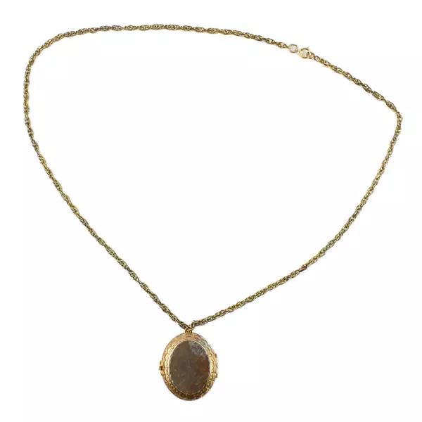 Vintage Floral Silver Locket Necklace 15" Chain 1.75" x 1.5"