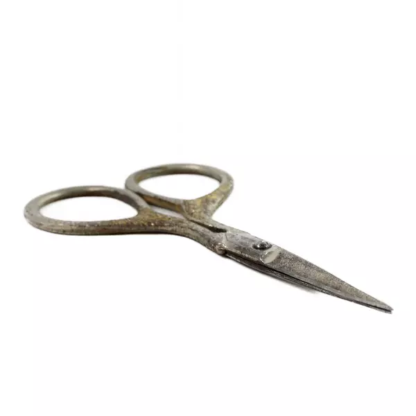 Vintage Embroidery Sewing Scissors Compact 3.75" Brass/Tin Craft Tool