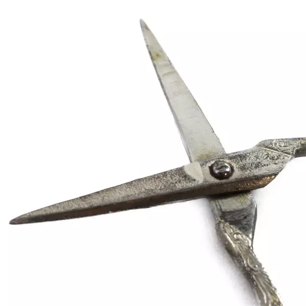 Vintage Embroidery Sewing Scissors Compact 3.75" Brass/Tin Craft Tool