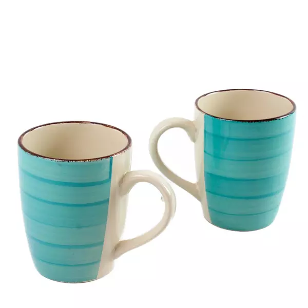 Set of 2 Royal Norfolk Blue Stripe Stoneware Coffee Mugs 12oz Microwave Safe
