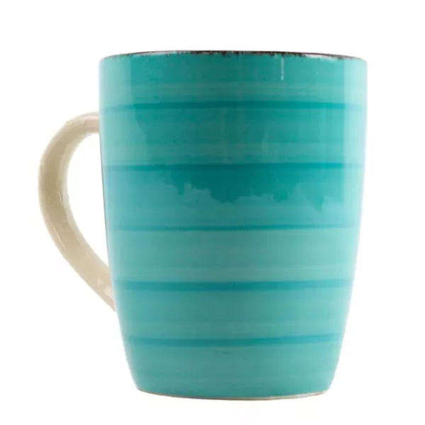 Set of 2 Royal Norfolk Blue Stripe Stoneware Coffee Mugs 12oz Microwave Safe