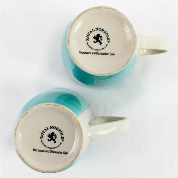 Set of 2 Royal Norfolk Blue Stripe Stoneware Coffee Mugs 12oz Microwave Safe