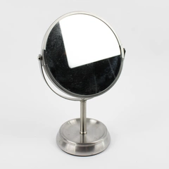 InterDesign Silver Makeup Mirror on Sturdy Base 360 Swivel Dual-Sided