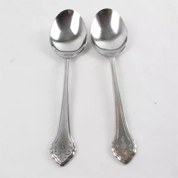 Set of 2 Oneida Lakewood Stainless Oval Soup Spoons 6.75" 