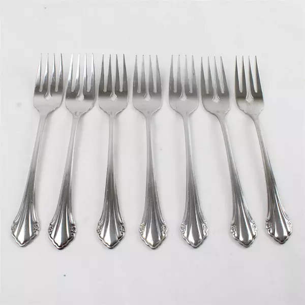 Set of 7 Oneida Repose Stainless Salad Forks 6.75" 