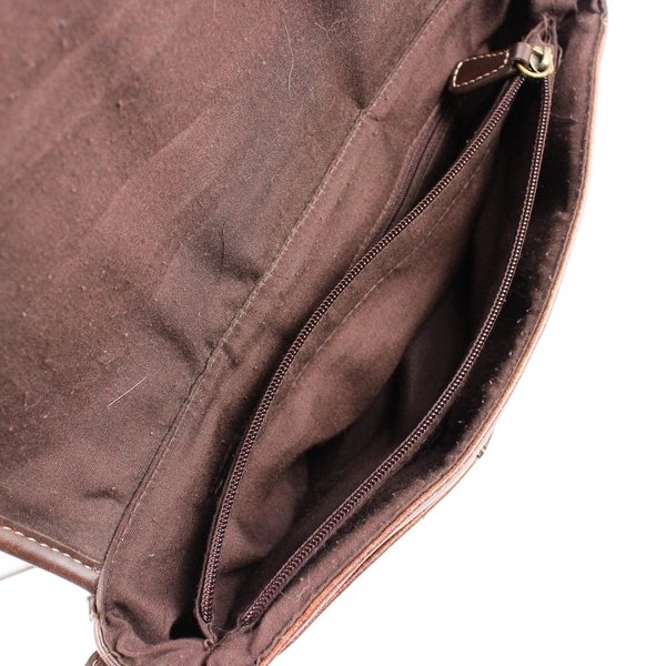 Vintage Relic Faux Leather Brown Shoulder Bag Pocket on Back