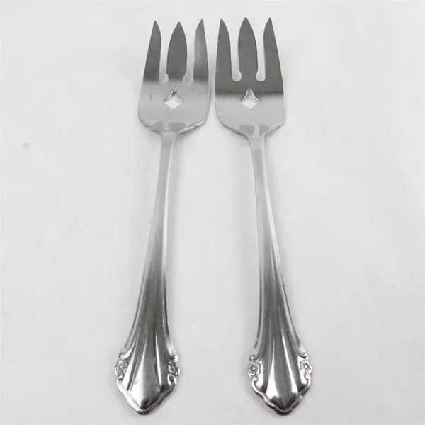 Set of 2 Oneida Repose Stainless Medium Meat Serving Forks 8.5" Vintage