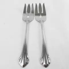 Set of 2 Oneida Repose Stainless Medium Meat Serving Forks 8.5" Vintage