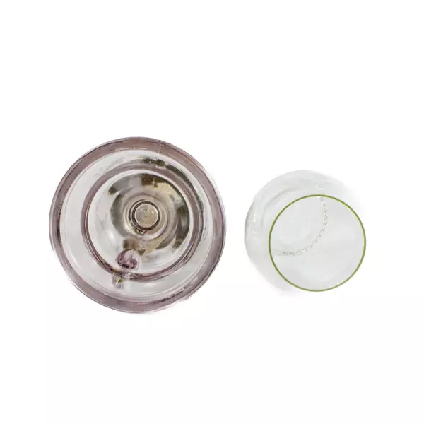 Vintage Glass Hurricane Lamp w/Finger Hold Chimney & Metal Burner 14.5"